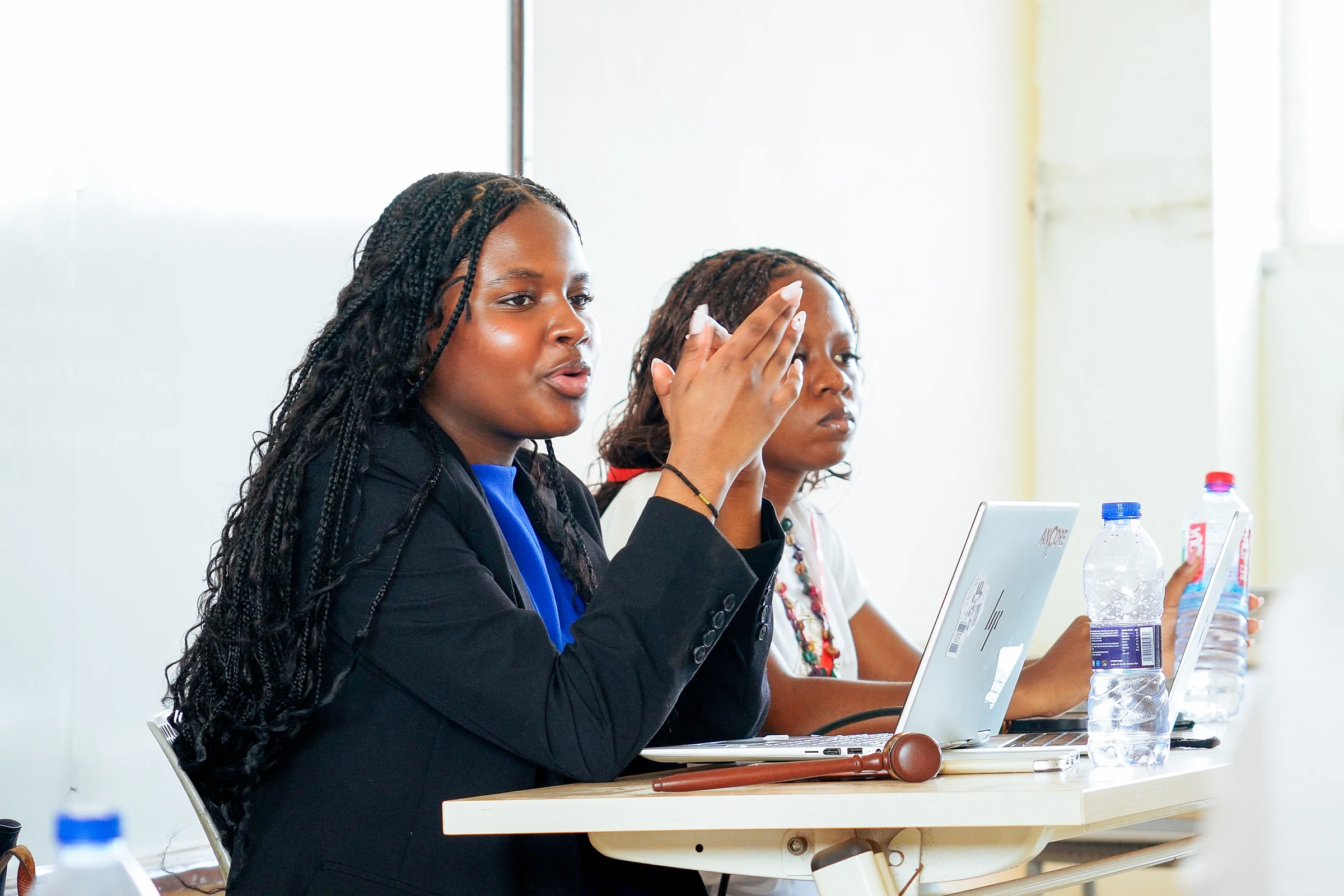 A YMAU V delegate speaking during a committee session in Accra