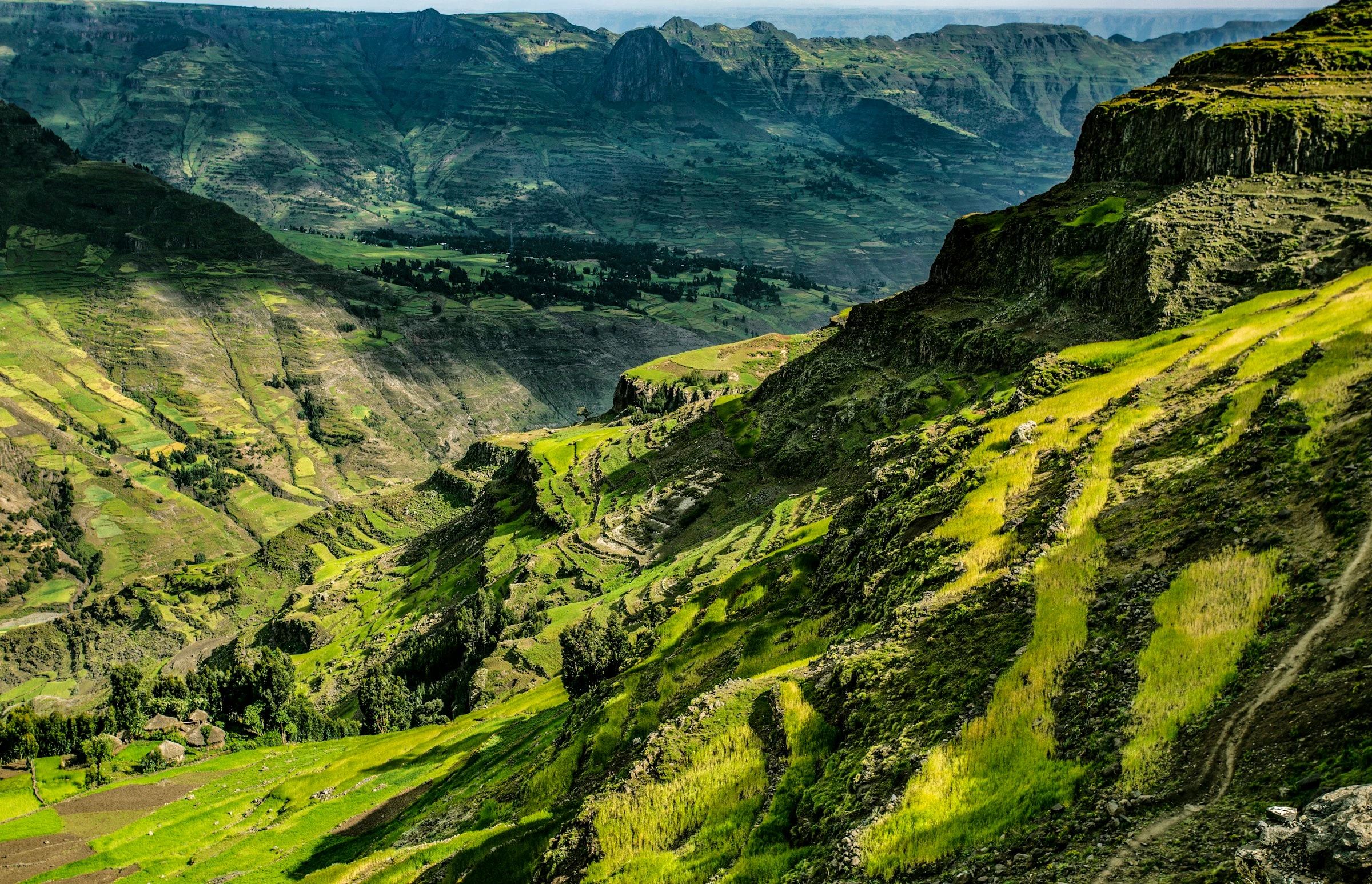 Green highlands near Lalibela and Abune Yosef in Ethiopia
